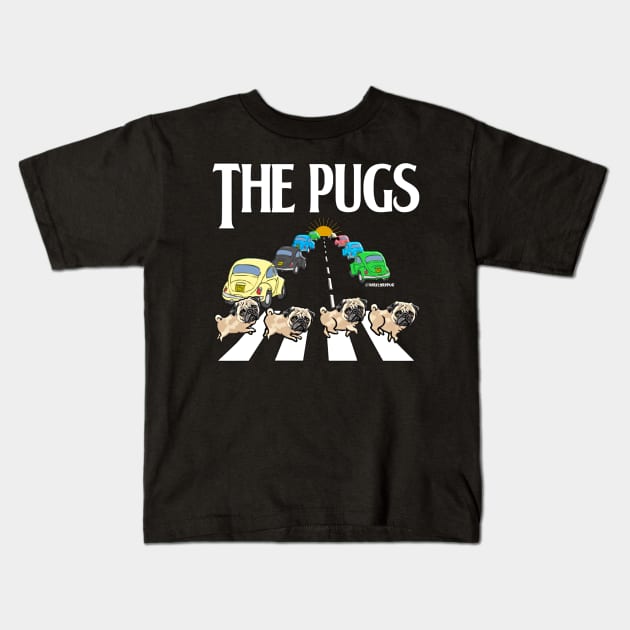 Puggy Road Kids T-Shirt by darklordpug